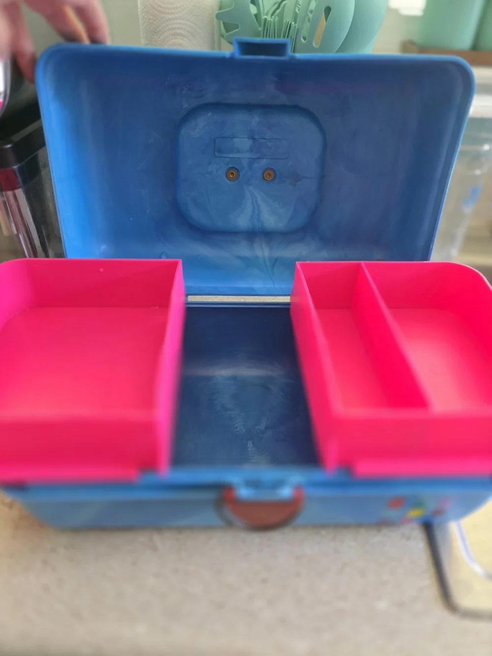 Caboodles Blue Storage Case with Red Accents